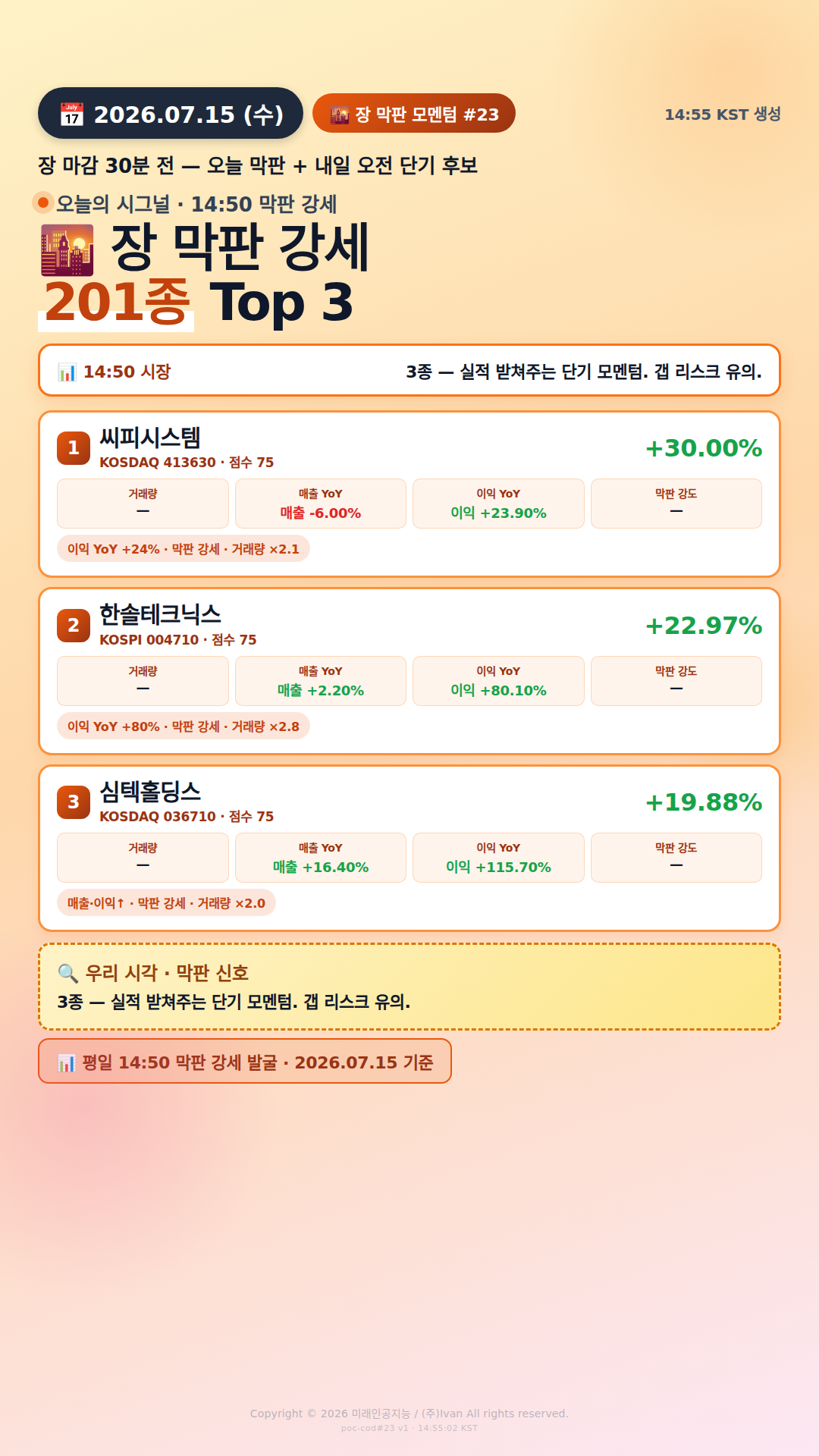 장 막판 단기 모멘텀