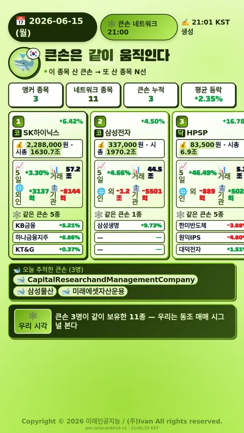 큰손 네트워크 종목